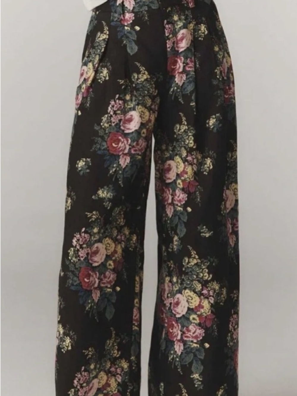 Maeve Black Floral linen trouser.